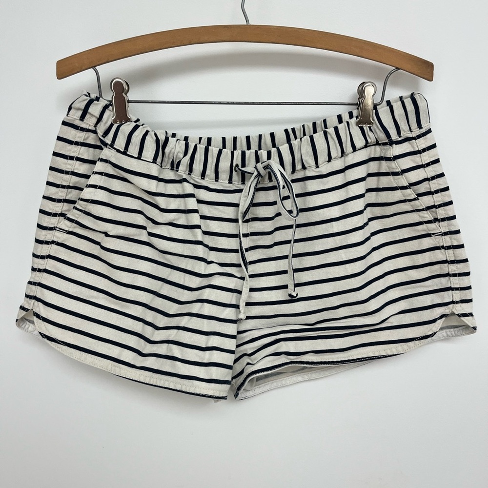 J. Crew navy and cream Striped linen Shorts